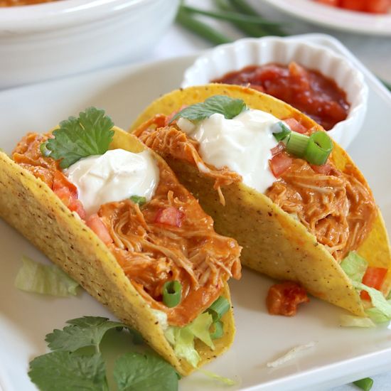 Crockpot Queso Chicken Tacos