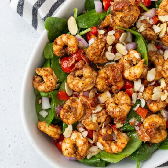 Air Fryer Shrimp & Spinach Salad