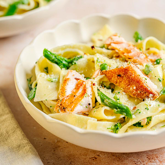Salmon Pasta with Lemon Alfredo