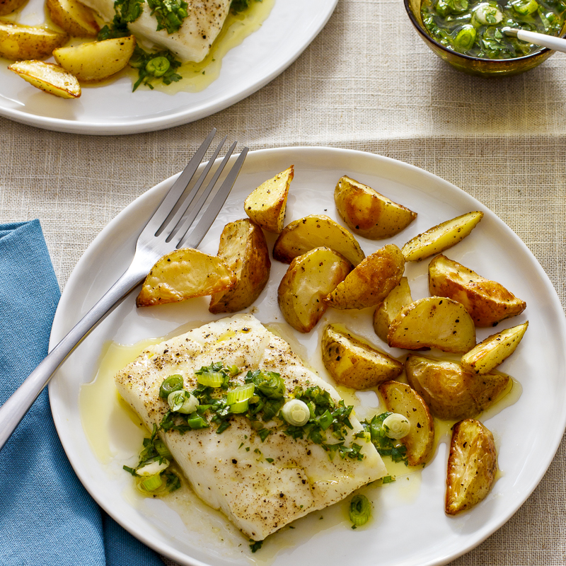 Halibut and Cilantro-Scallion Salsa