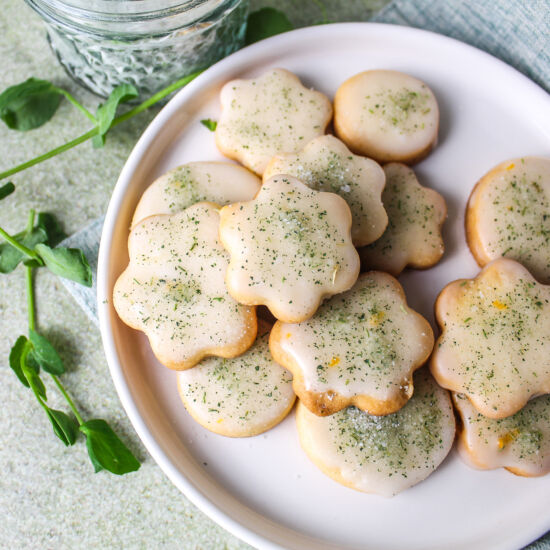 Meyer Lemon Cookies with Pea Shoot