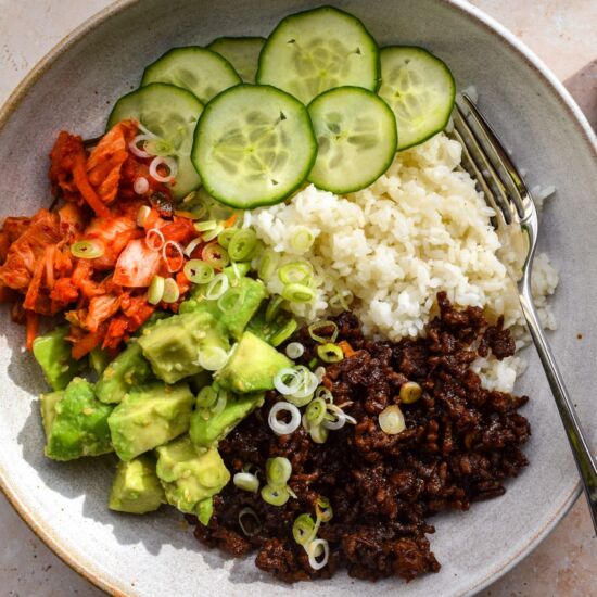 Korean Beef Mince Rice Bowls