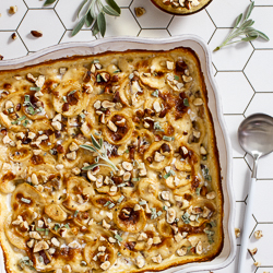 Parsnip Hazelnut Gratin with Bacon