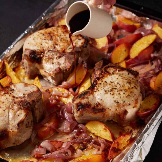 Bone-In Pork Chops with Peaches