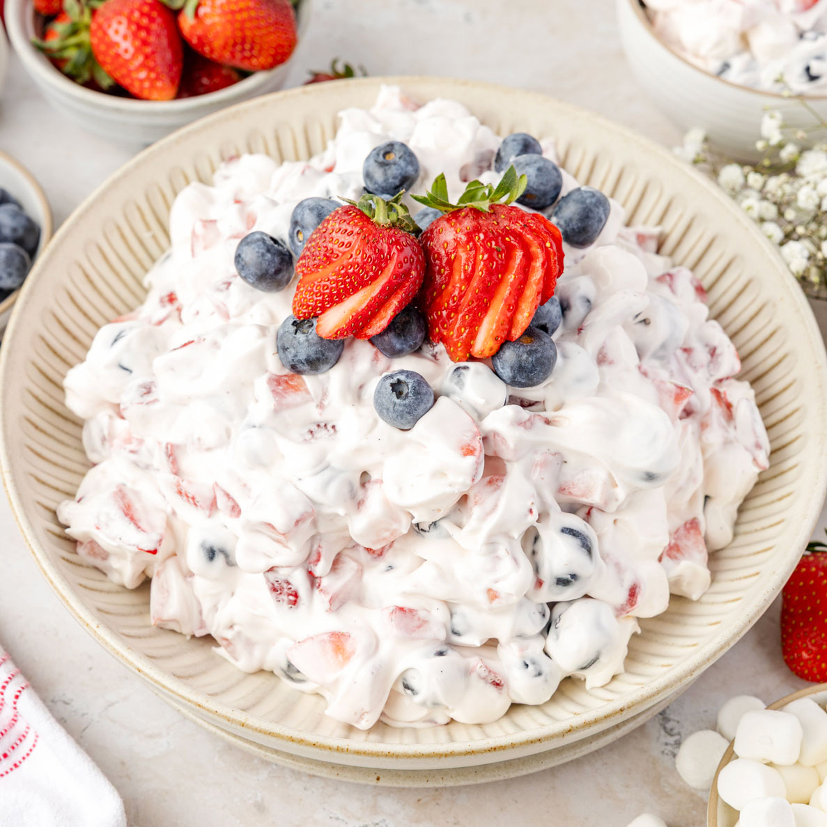 Red White & Blue Cheesecake Salad