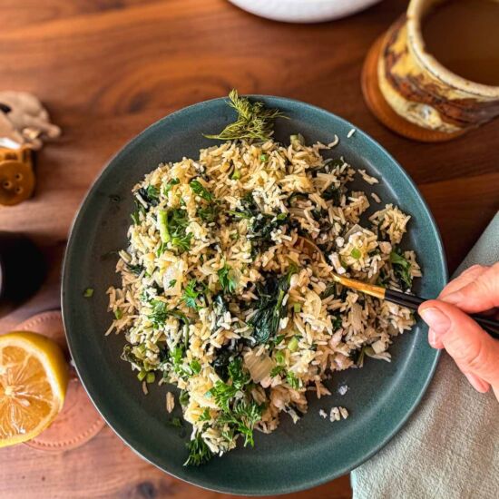 Greek Spinach Rice (Spanakorizo)