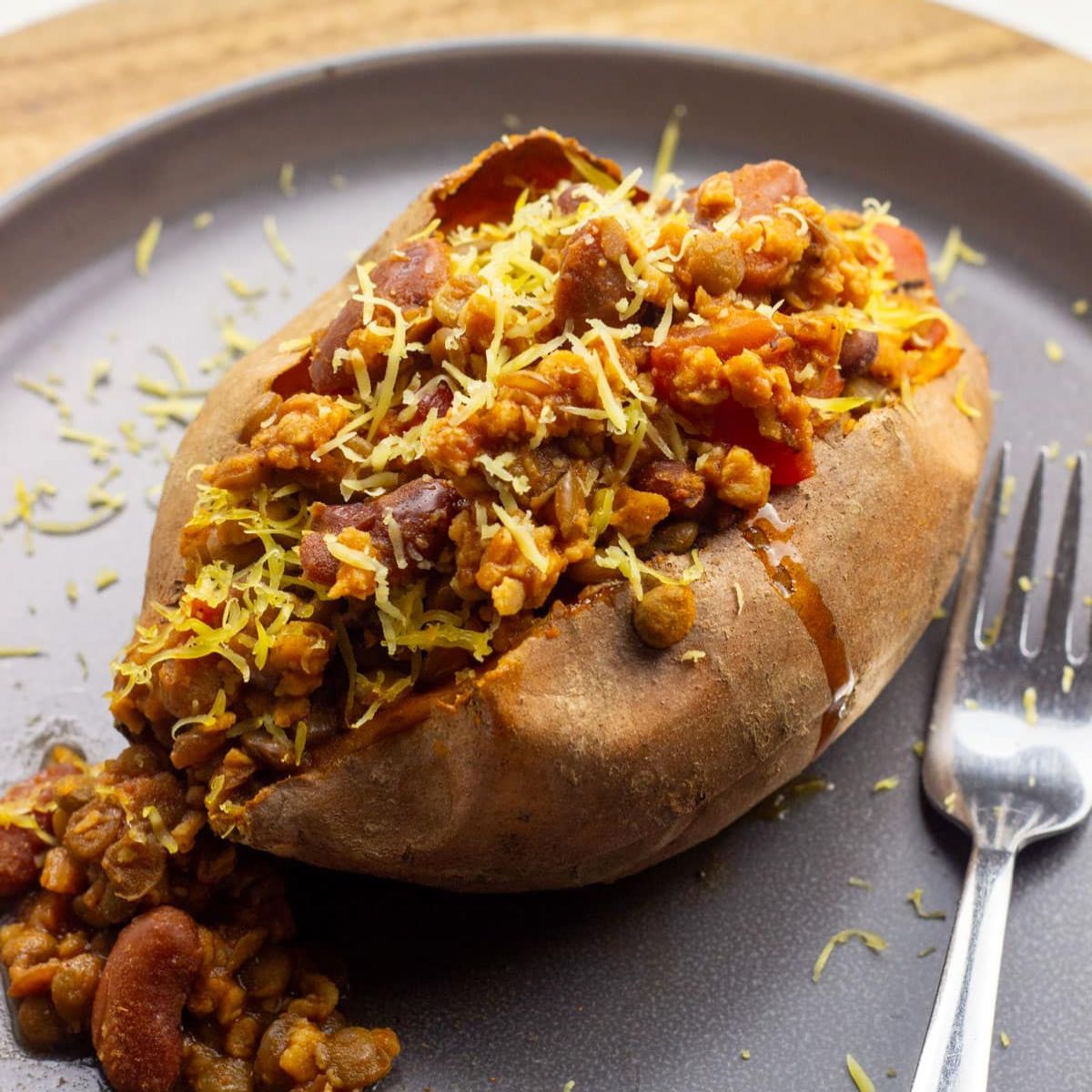 TVP Chili Stuffed Sweet Potatoes