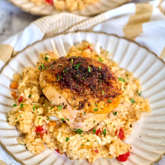 One Pan Oven Baked Chicken and Rice