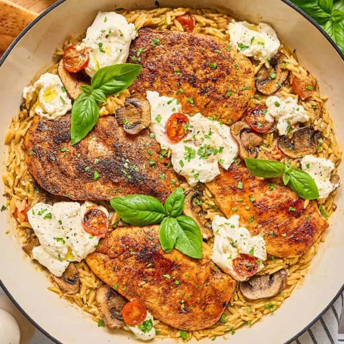 One Pan Ricotta Chicken and Orzo