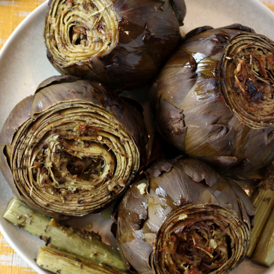 Garlicky Oven-Roasted Artichokes