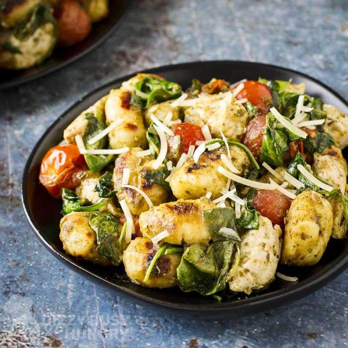 One Pan Pesto Chicken and Gnocchi