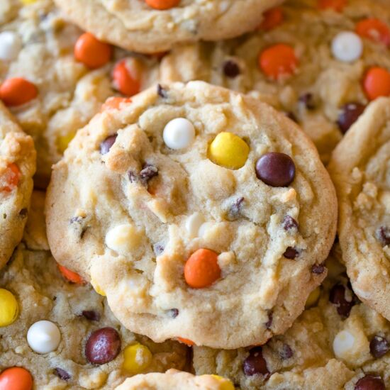Reeses Pieces Pudding Cookies