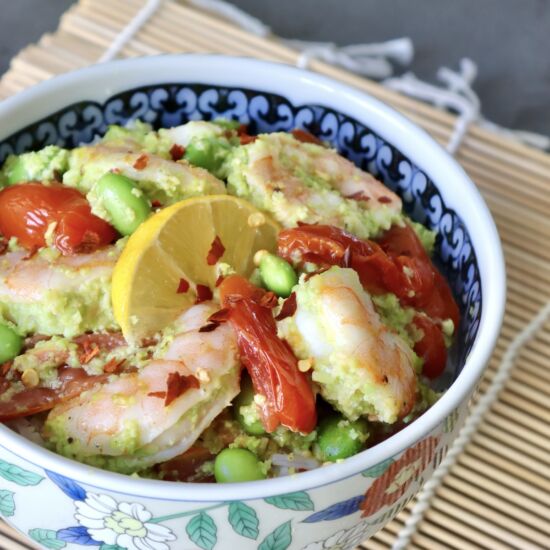 Sheet Pan Shrimp with Edamame Pesto