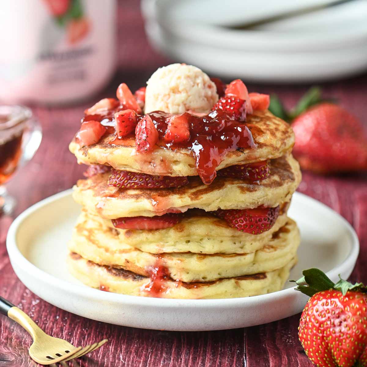 Strawberry Kefir Pancakes