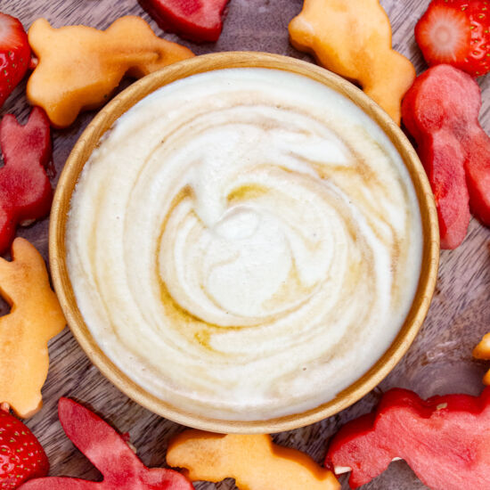Fruit Skewers with Vegan Maple Dip