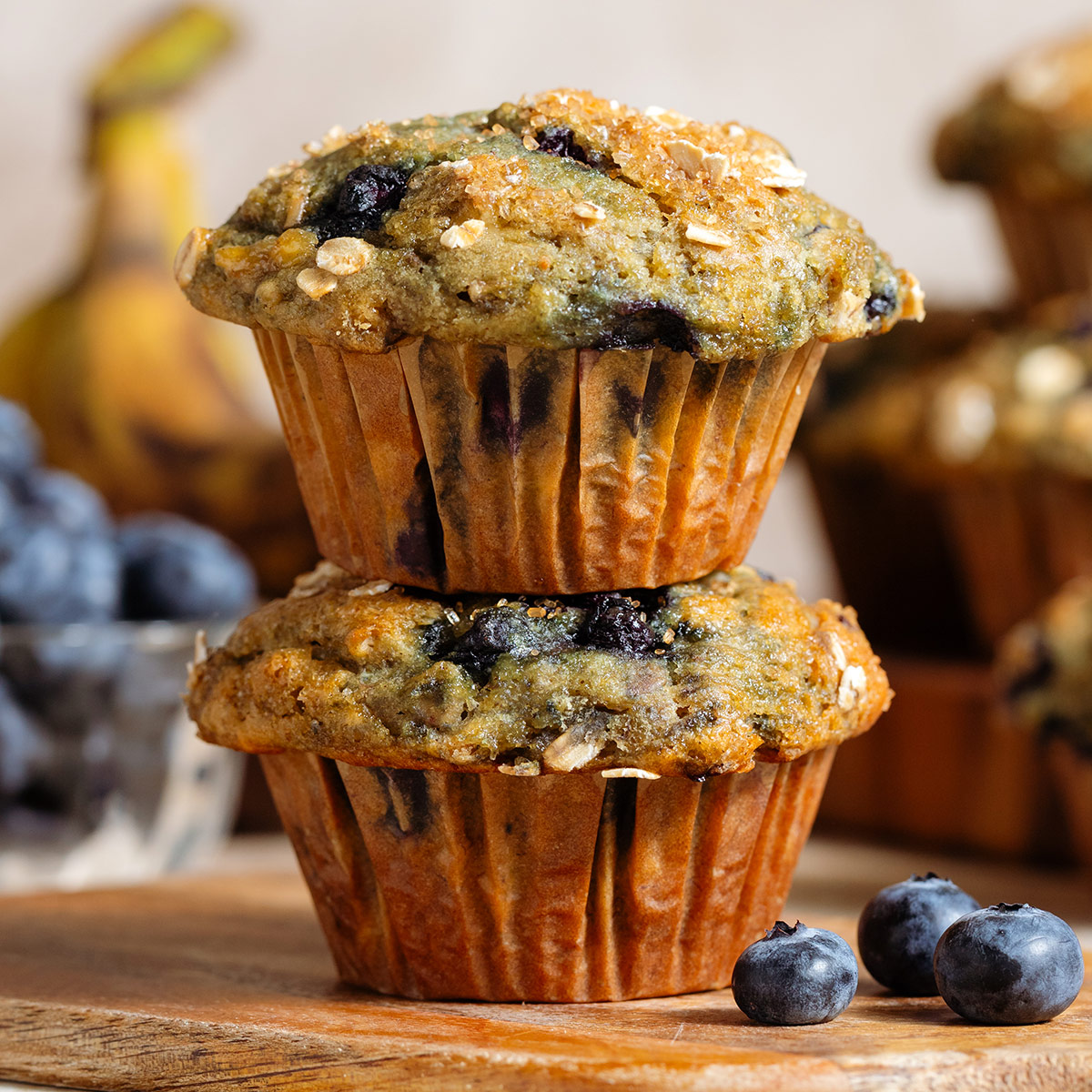Banana Blueberry Oatmeal Muffins