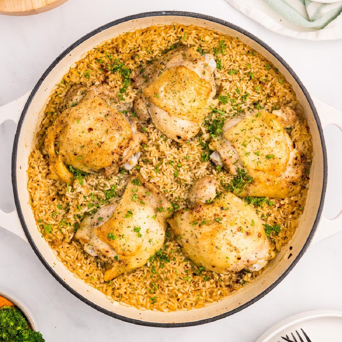 One Pot Chicken Thighs and Rice