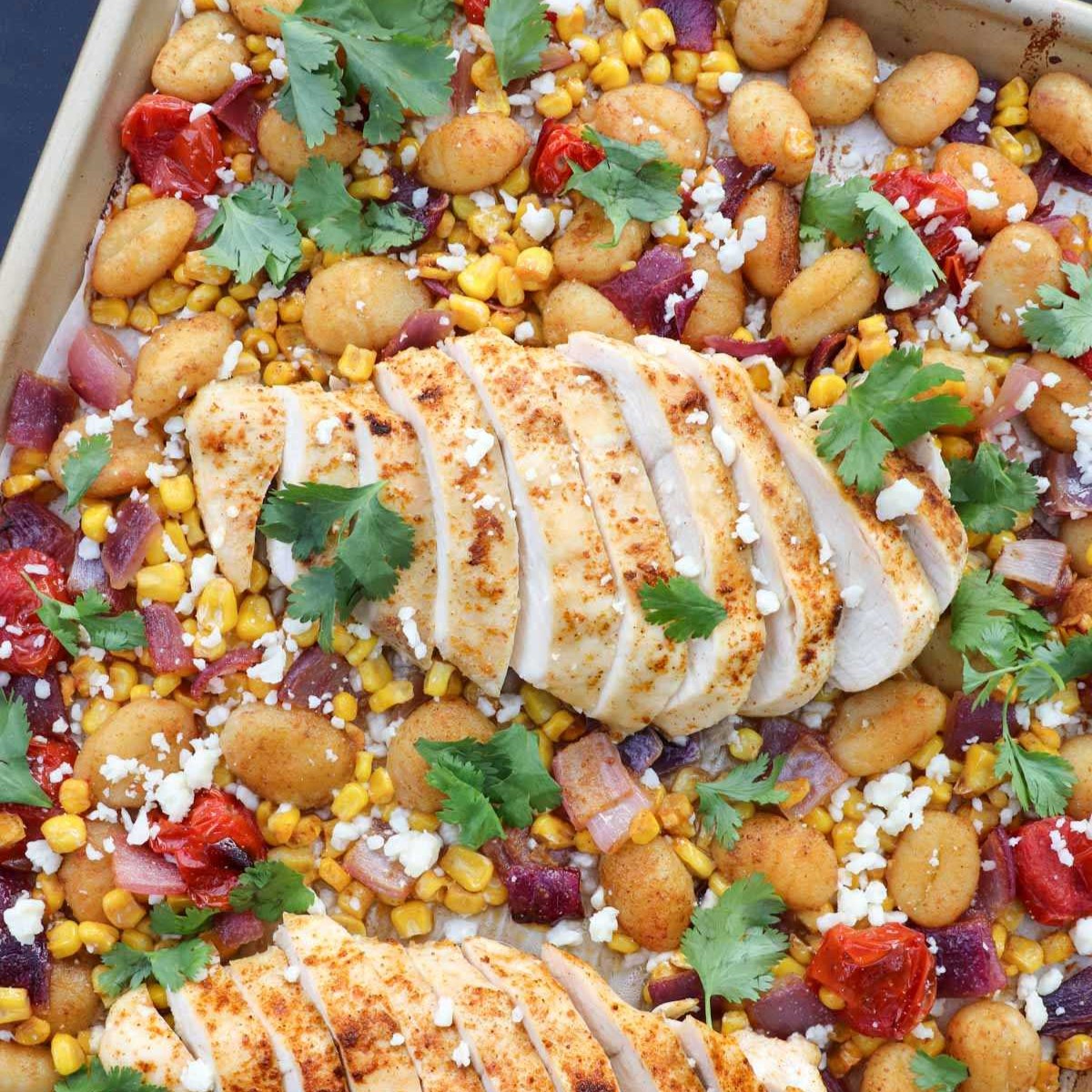 Chicken, Gnocchi & Corn Sheet Pan