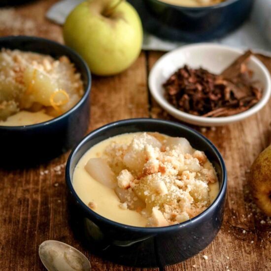 Custard Pots with Spiced Fruit