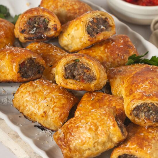 Mediterranean Beef Sausage Rolls