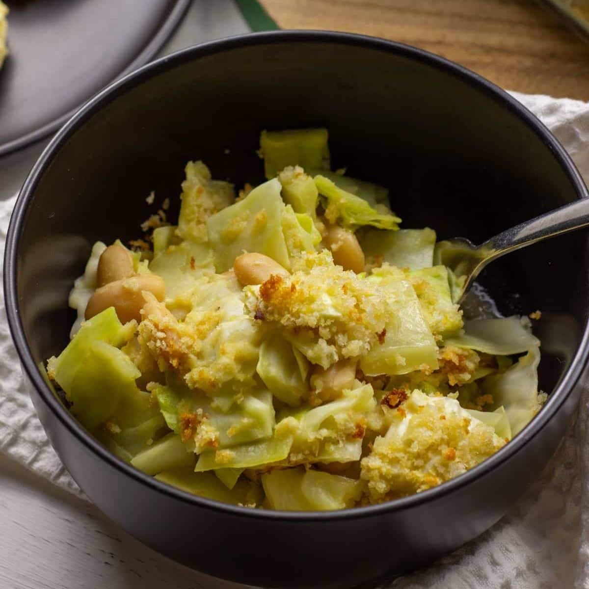 Vegan Scalloped Cabbage and Beans