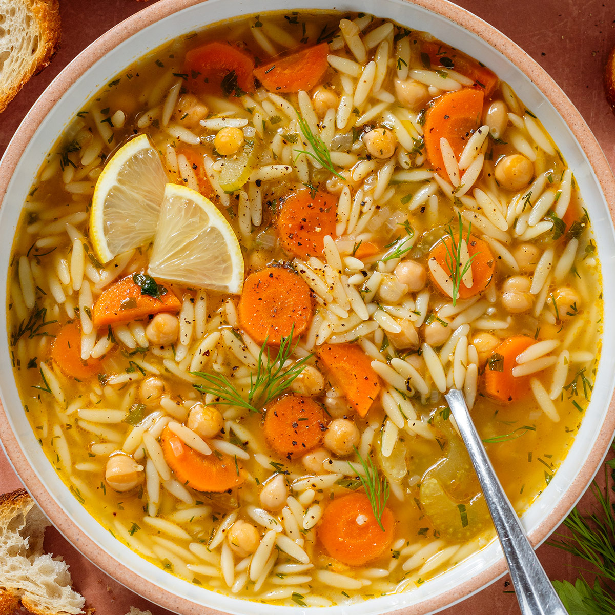 Vegetarian Lemon Orzo Soup