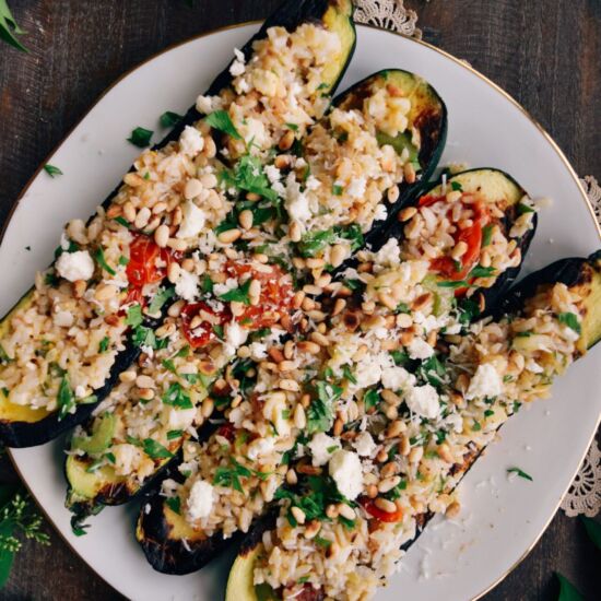 Zucchini Boats with Pignoli & Feta