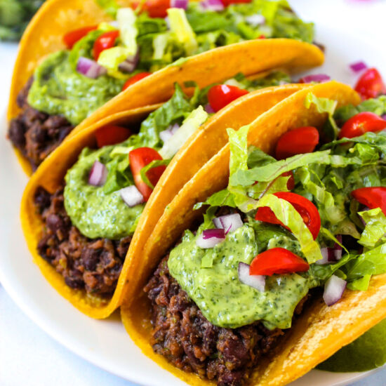 Black Bean Tacos with Avocado Sauce