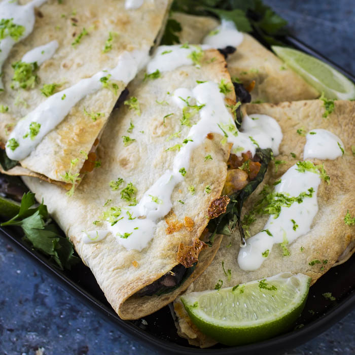 Black Bean Spinach Quesadillas