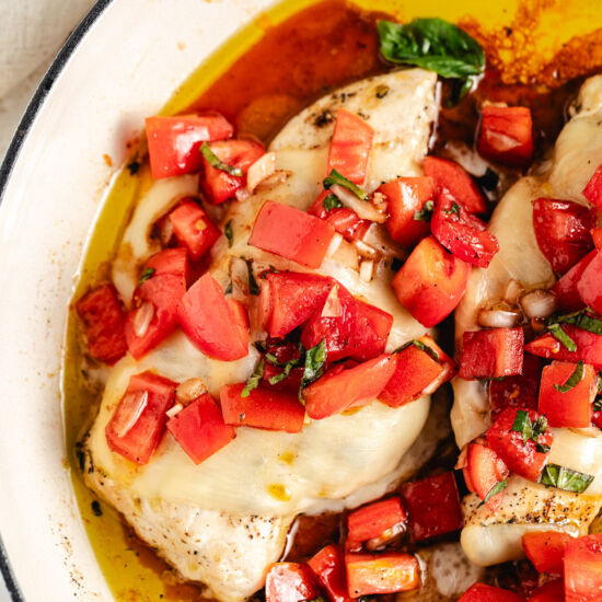 Cheesy Bruschetta Chicken Skillet