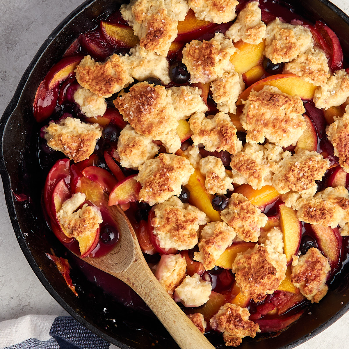 Cast Iron Blueberry Peach Cobbler