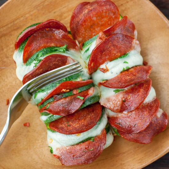 Cheesy Hasselback Zucchini Pizzas