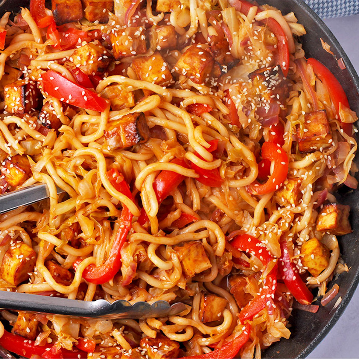 Gochujang Noodles with Crispy Tofu