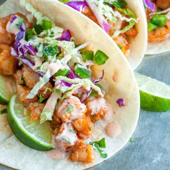 Spicy Sriracha Shrimp Tacos