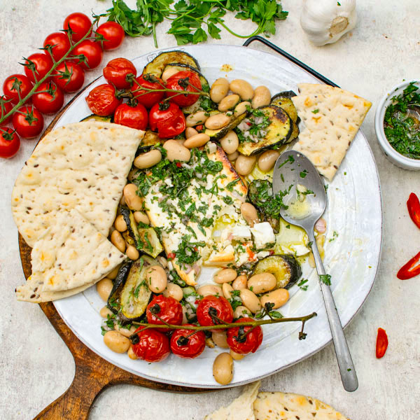 Baked Feta with Courgettes