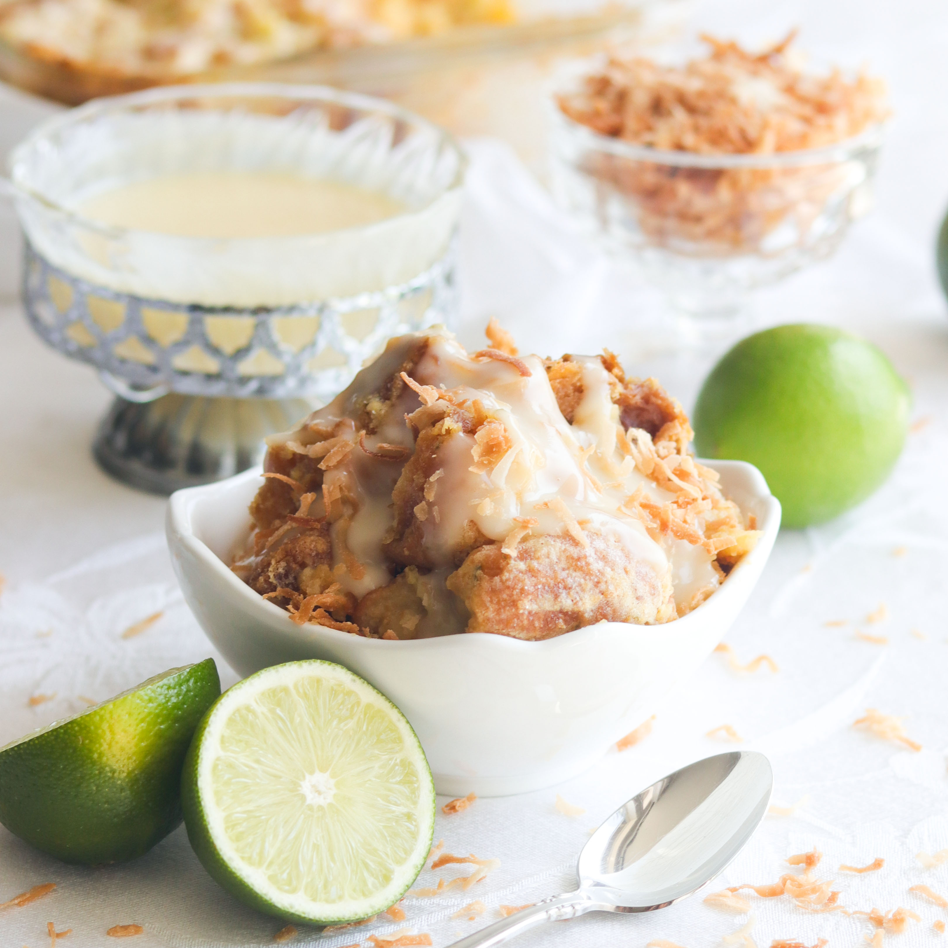 Coconut Lime Bread Pudding