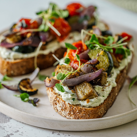 Roasted Veggie Cottage Cheese Toast