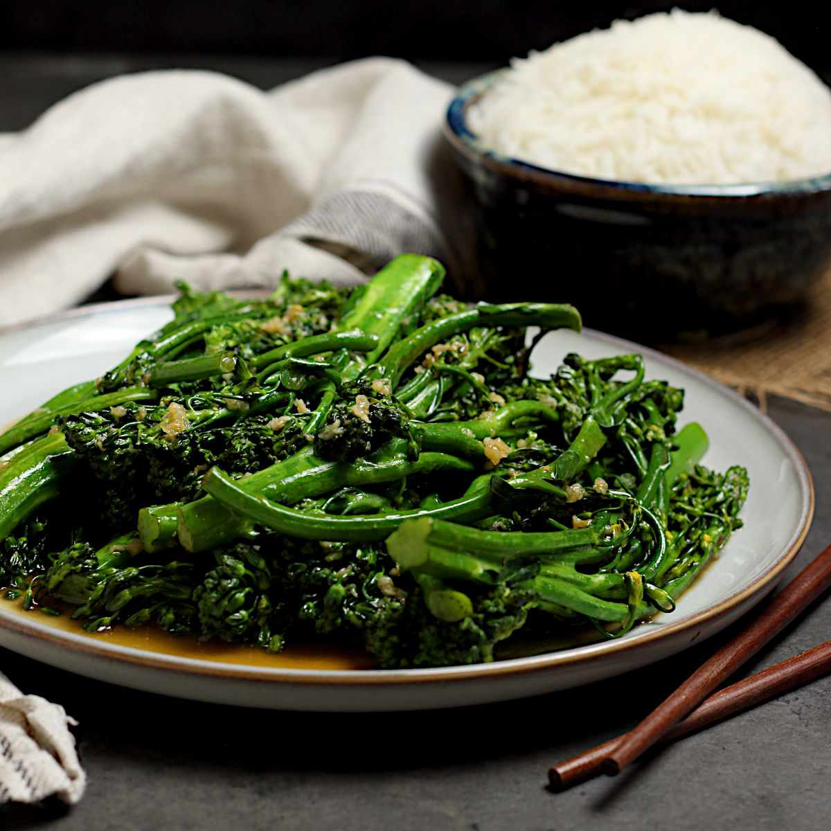 Steamed Broccolini with Garlic