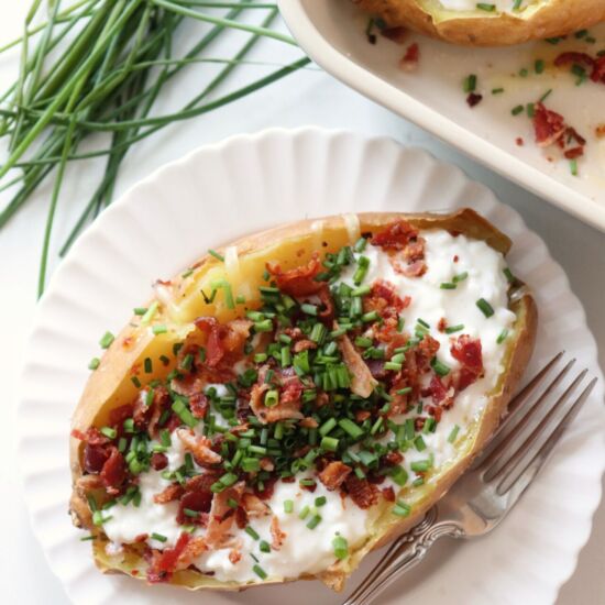 Cottage Cheese Loaded Sweet Potato