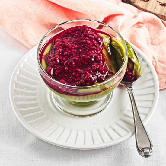 Matcha Pudding with Raspberry Chia