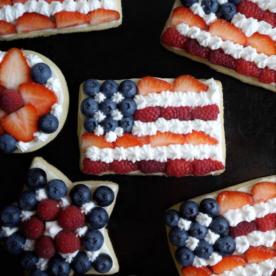 Patriotic Flag Fruit Pizza Cookies