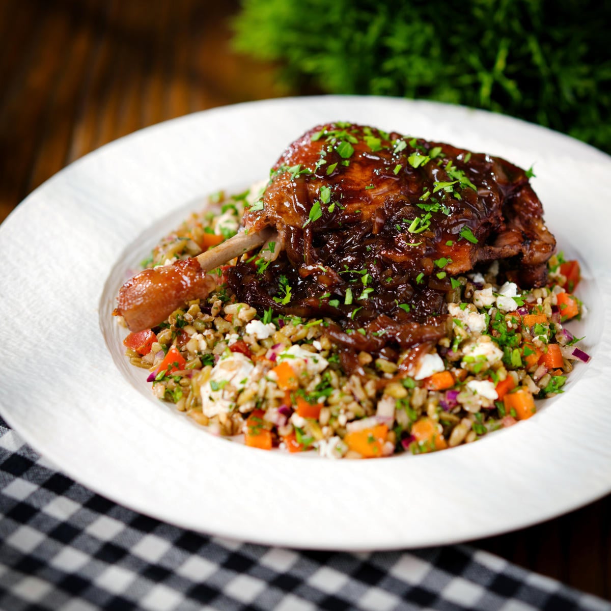 Pomegranate Molasses Baked Duck Leg