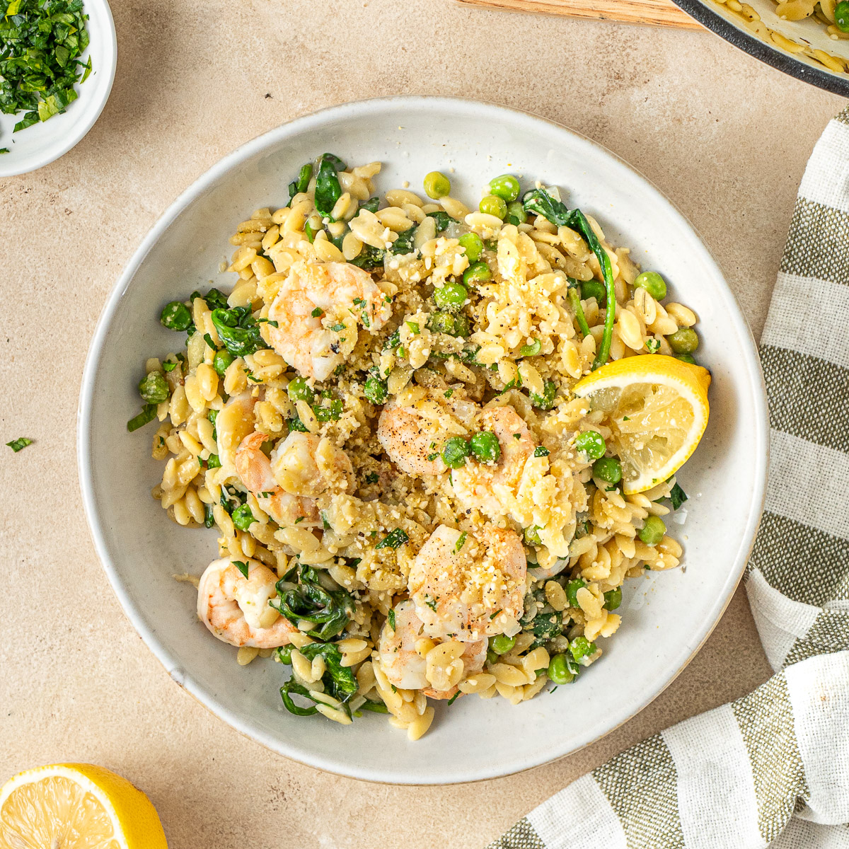 One Pot Lemon Orzo with Prawns