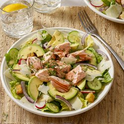 Salmon and Avocado Caesar Salad
