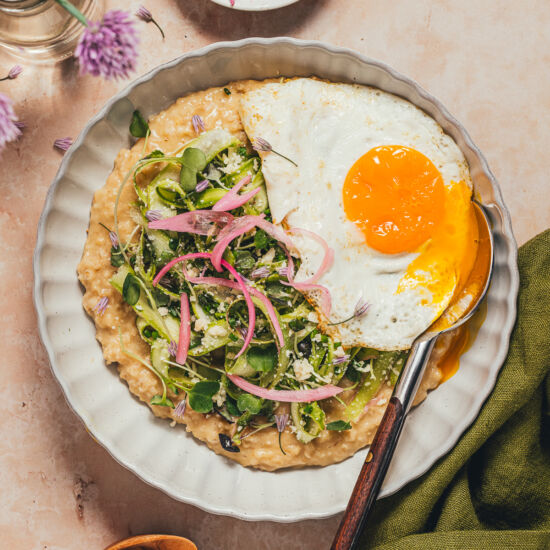 Savory Oatmeal w/ Shaved Asparagus