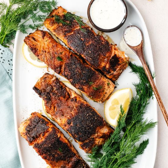Blackened Salmon with Lemon Dill