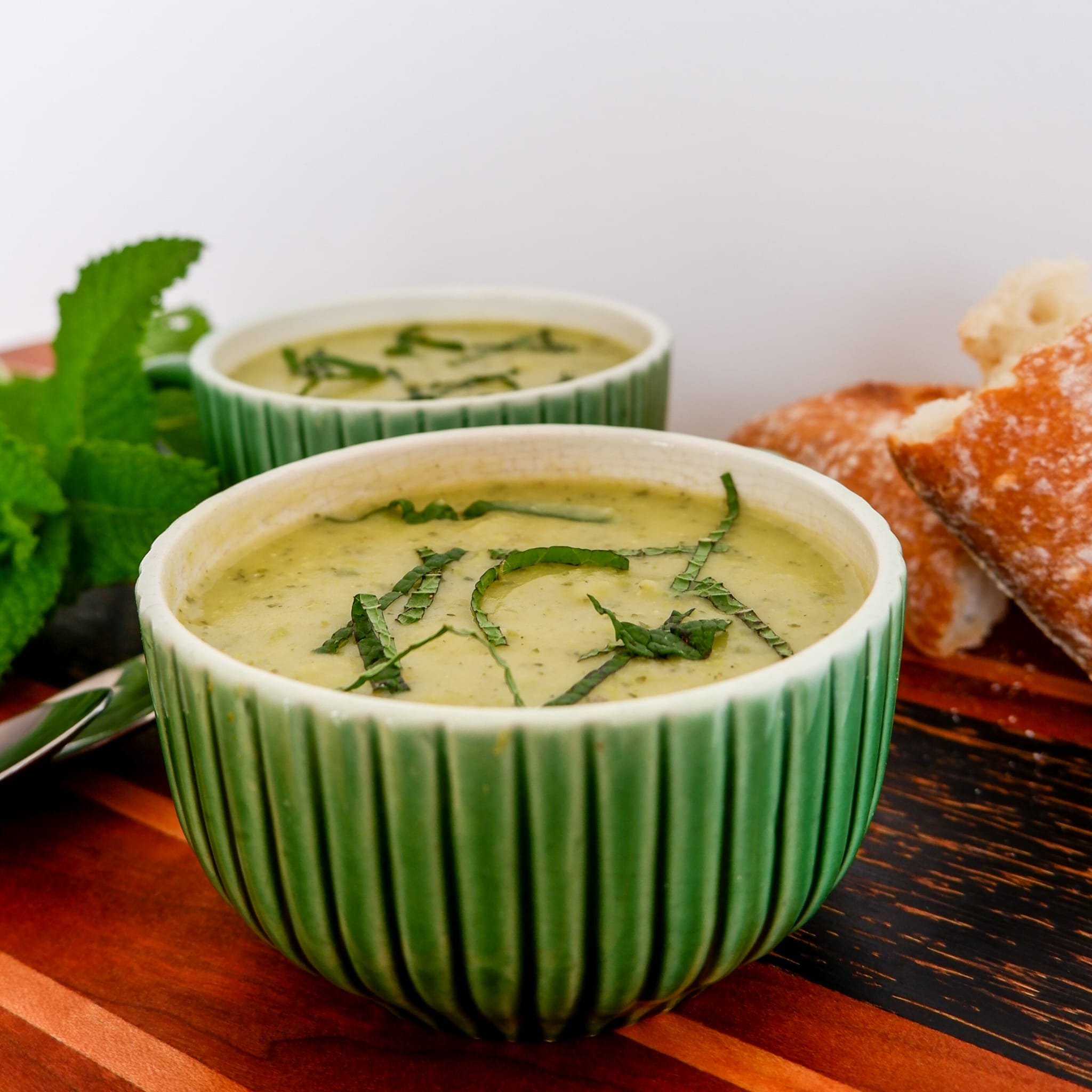 Zucchini Soup with Peas and Mint