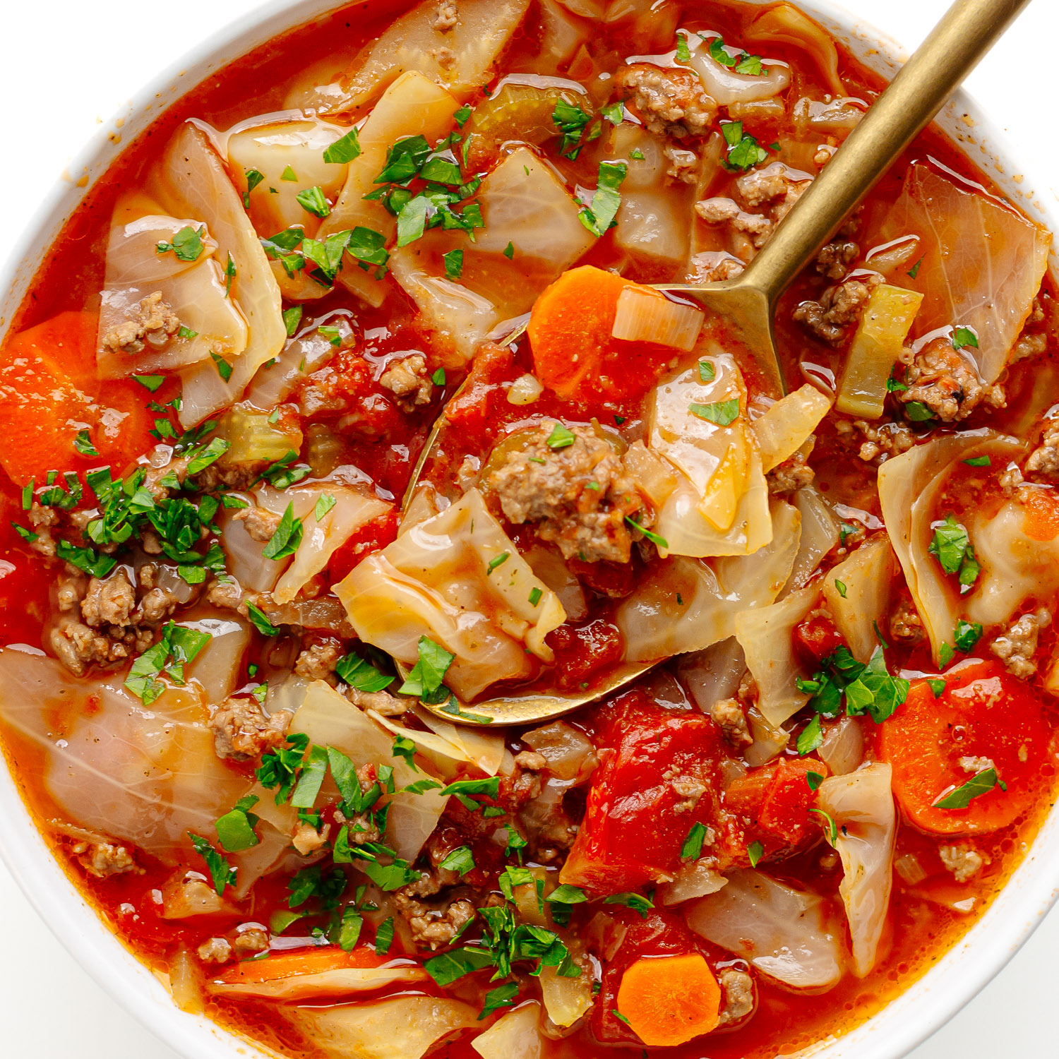 Cabbage and Ground Beef Soup