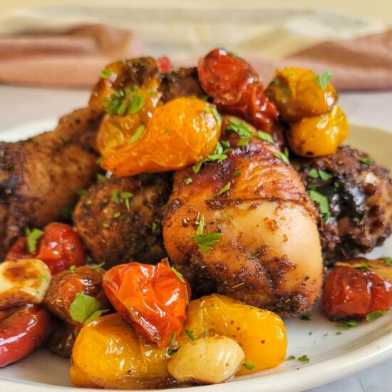Roasted Drumsticks with Tomatoes