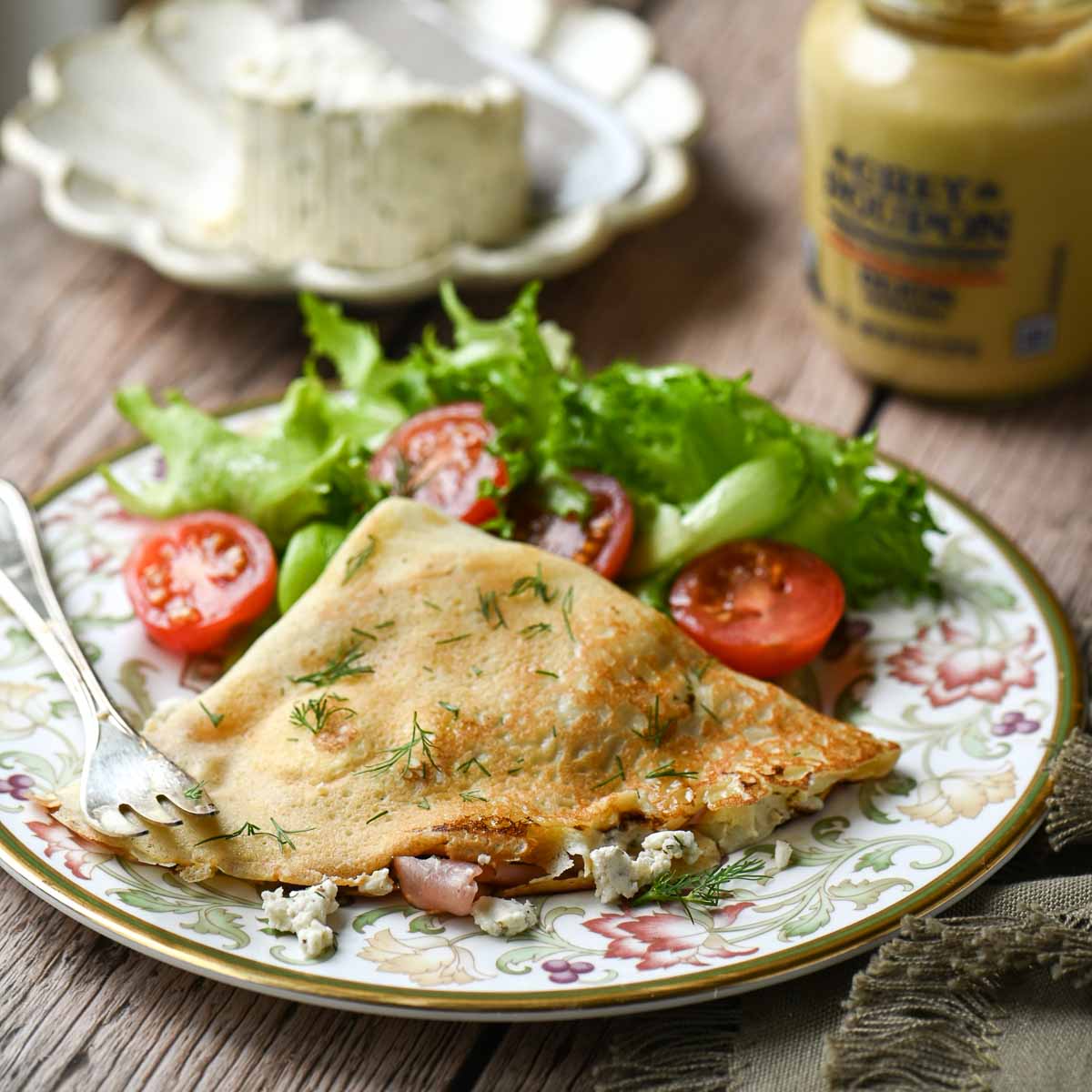Savory Crepes with Boursin and Ham